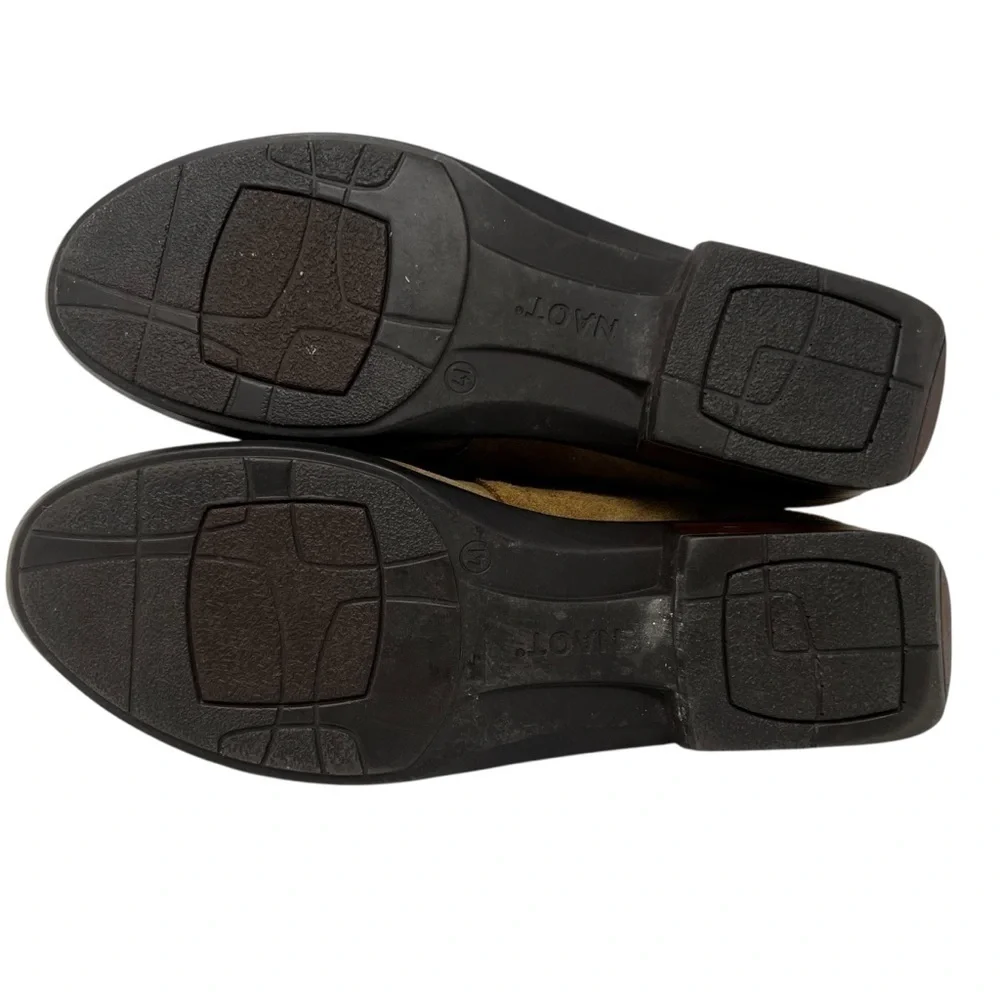 Naot Tan Suede Loafers with Silver Accent
